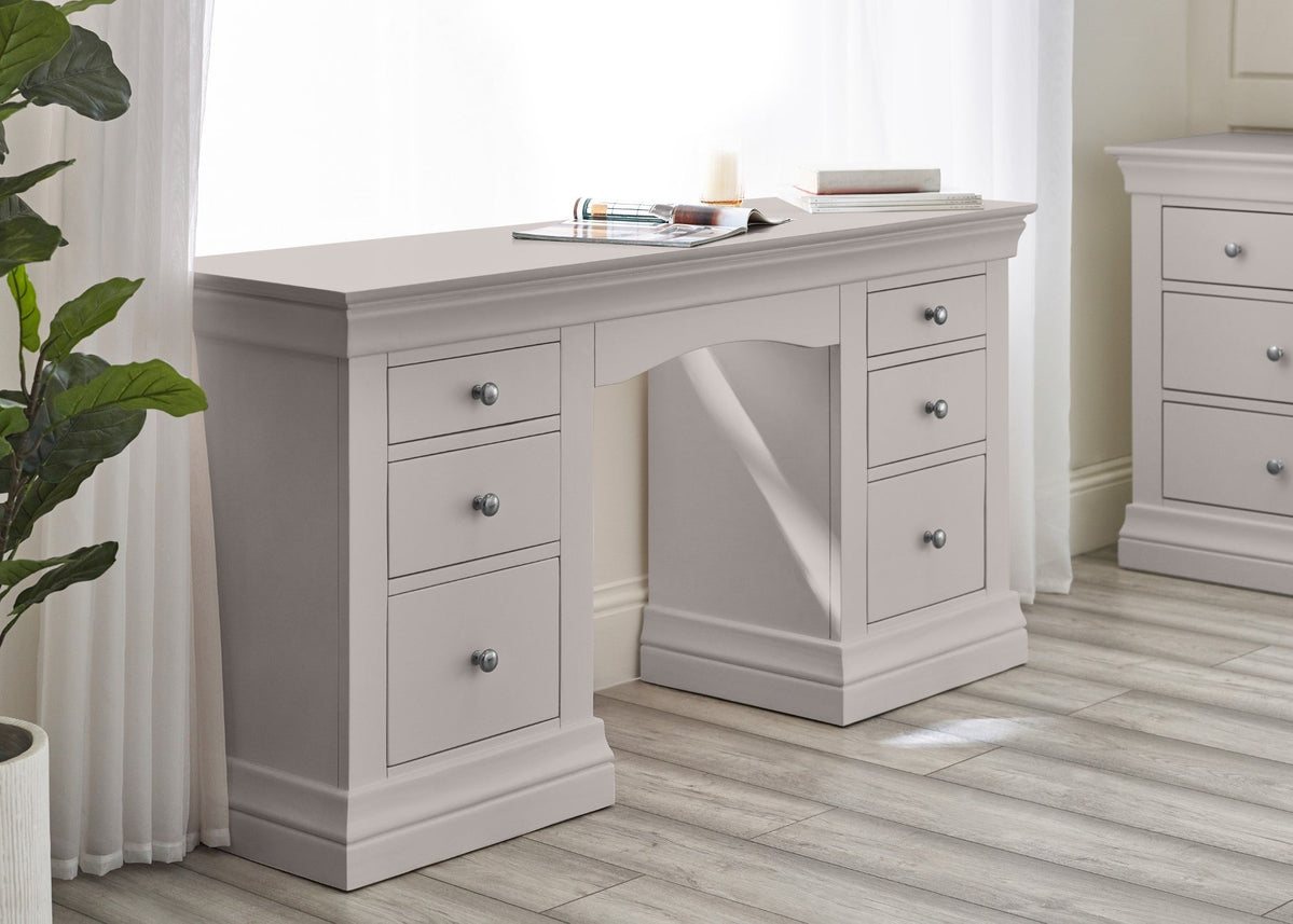grey double pedestal dressing table Richmond Twin Pedestal Dressing Table  Julian Bowen
