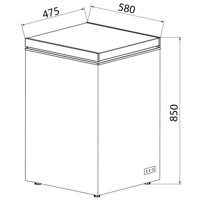CHF100B/E - 48cm Freestanding Slimline Compact Chest Freezer - Black