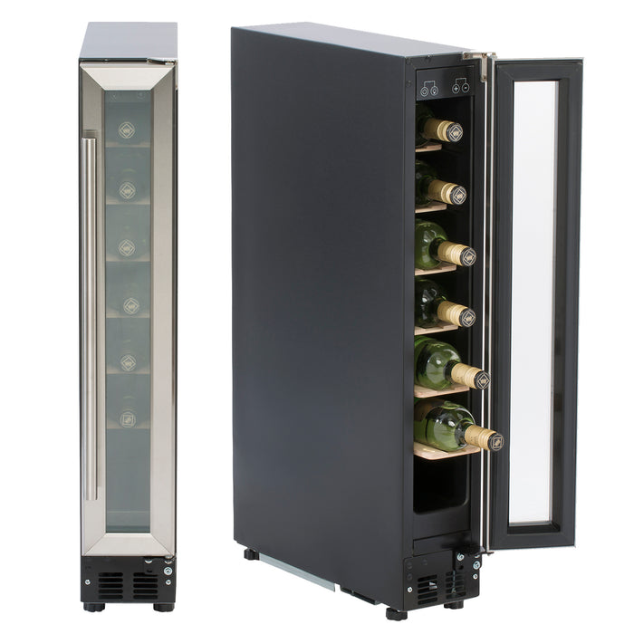WC15SS - 15cm Stainless Steel Under Counter LED 7 Bottle Wine Cooler