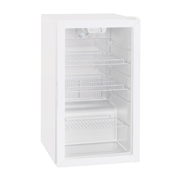 DC10WH -110L Under Counter Drinks Fridge / Wine Cooler With Glass Door - White