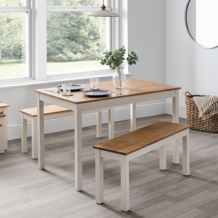 Coxmoor Ivory & Oak Dining Table & Benches