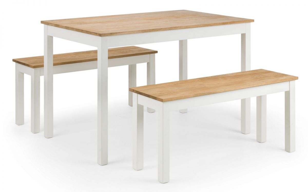 Coxmoor Ivory & Oak Dining Table & Benches