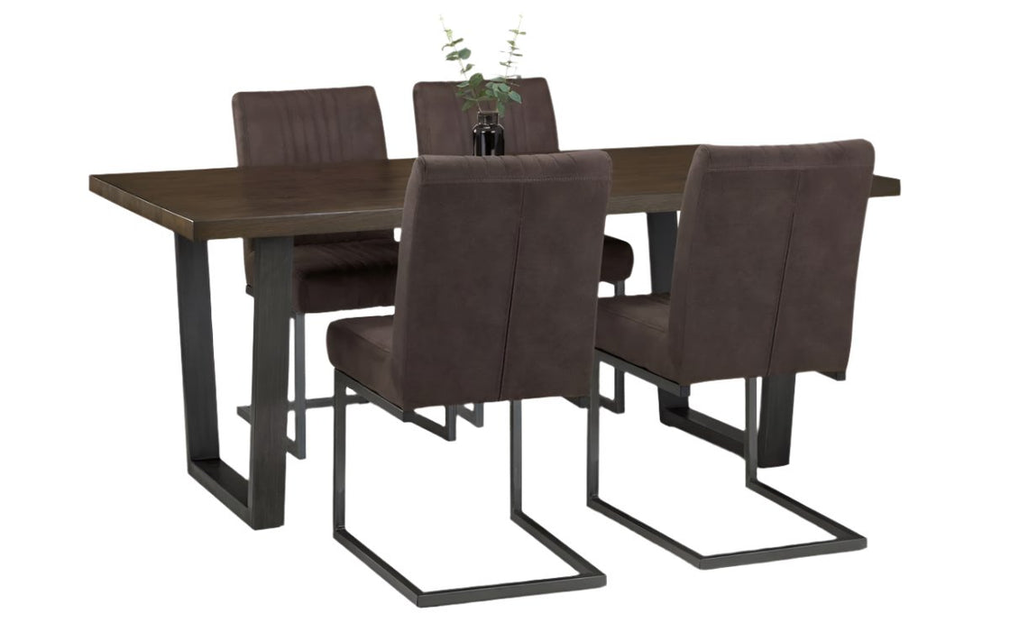 Brooklyn Dining Table Dark Oak & 4 Charcoal Chairs