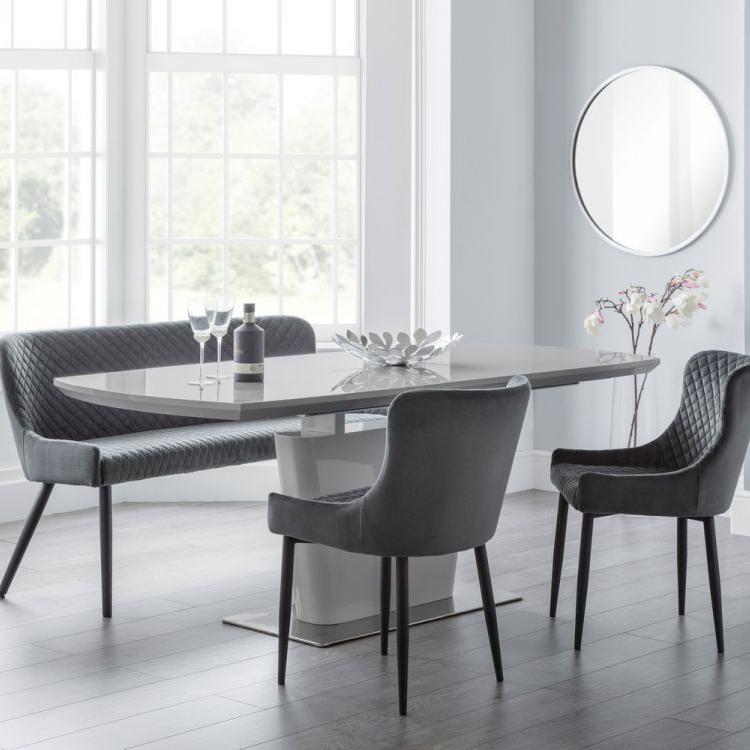 Como Grey & Luxe Grey Dining Set (2 Chairs & Bench)