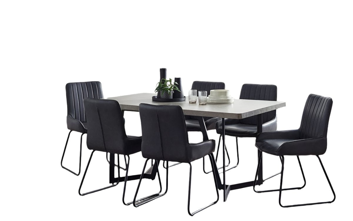 Miller Concrete Effect Dining Table & 6 Soho Chairs