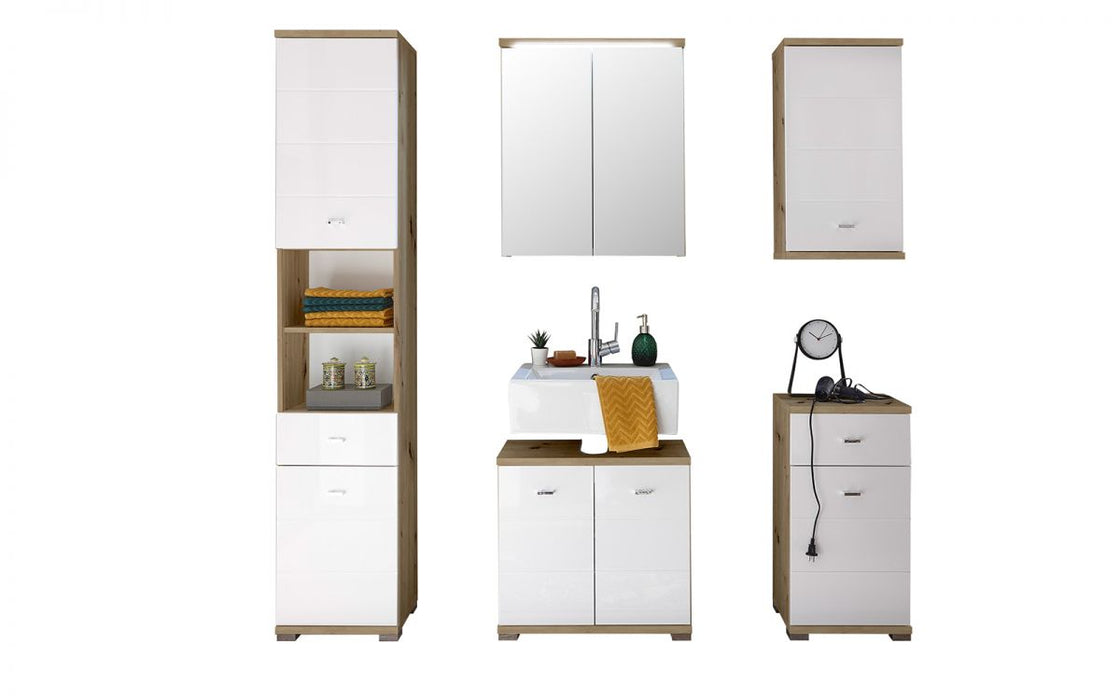 Pool Under Sink Bathroom Cabinet - White/Oak