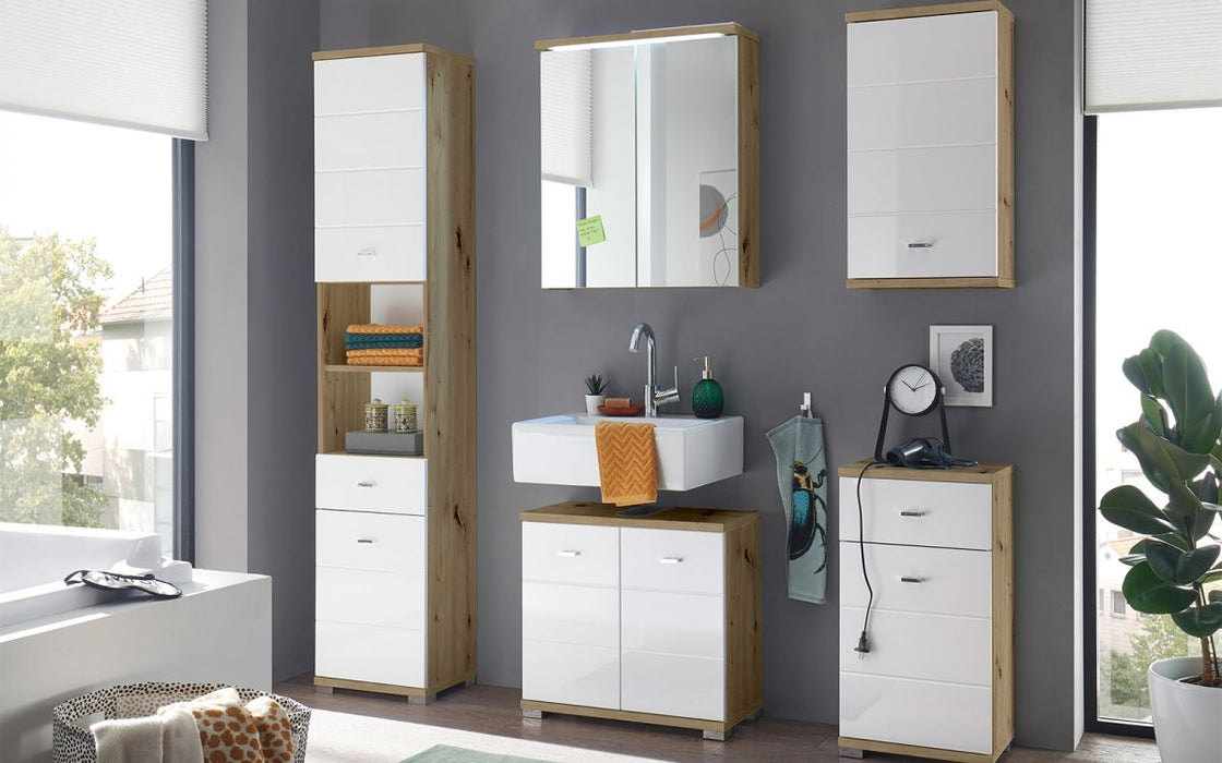 Pool Bathroom Wall Unit - White/Oak