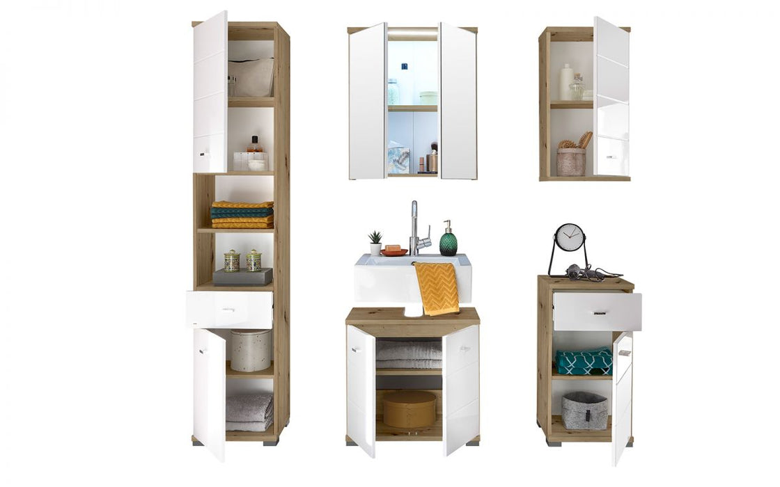 Pool Bathroom Wall Unit - White/Oak