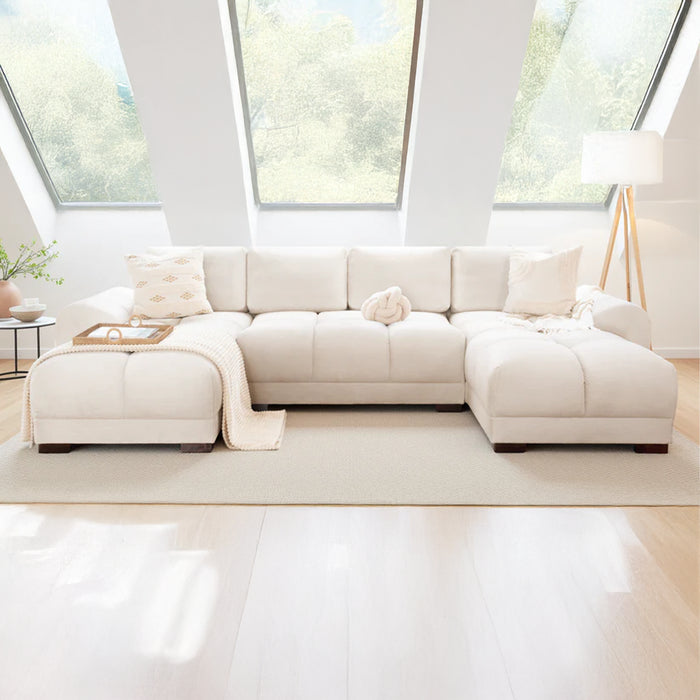 Zura U-Shape Sofa - Plush Velvet Cream