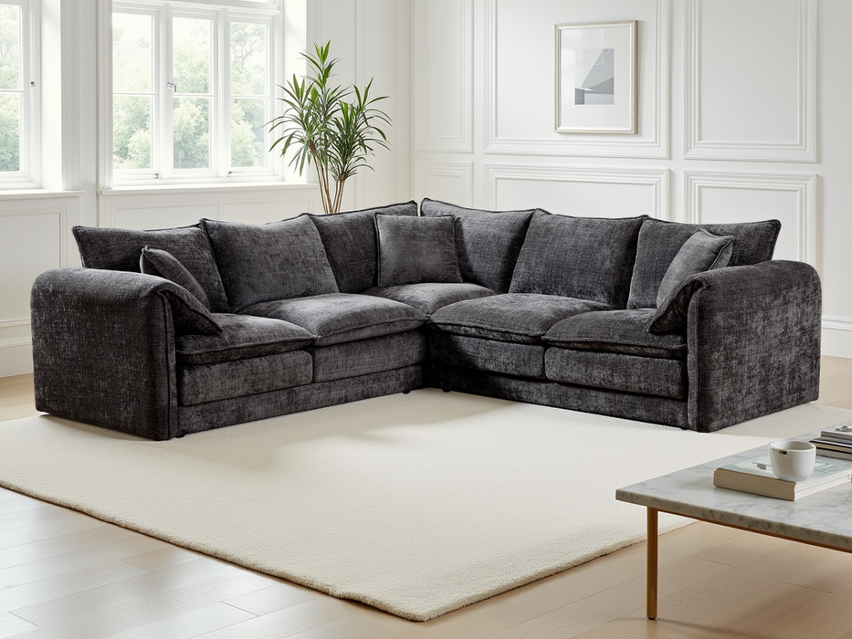 Soren Large Corner Sofa - Black