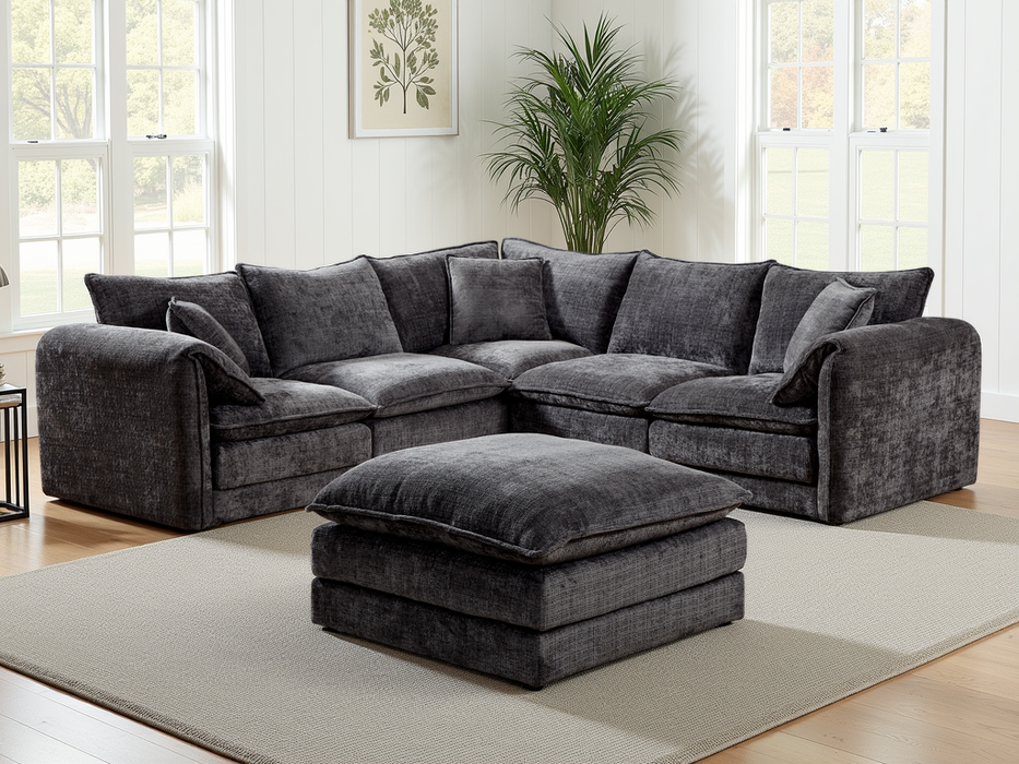 Soren Large Corner Sofa - Black
