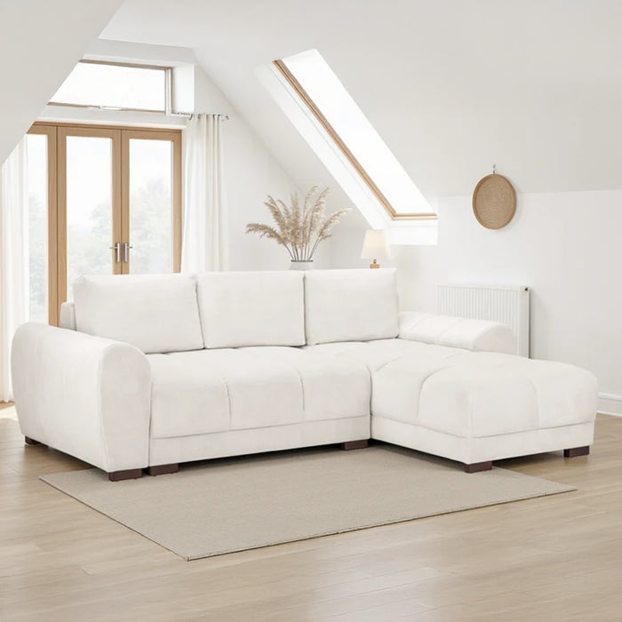 Zura Universal Corner Sofa Bed - Plush Velvet Cream
