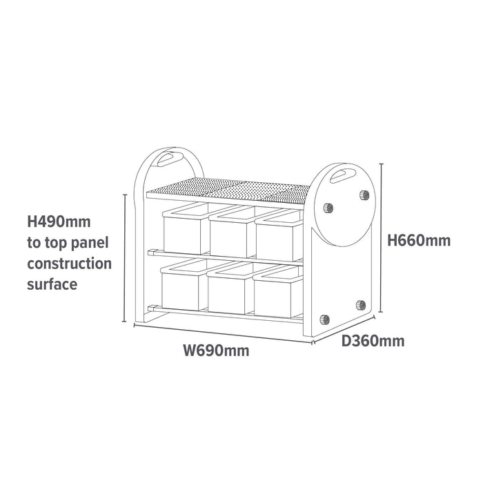 Kids 6 Bin Storage Organiser with Construction Tabletop