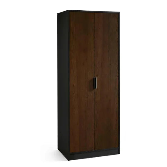 Alba 2 Door Wardrobe - Walnut/Black