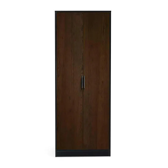 Alba 2 Door Wardrobe - Walnut/Black