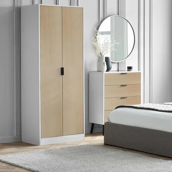 Alba 2 Door Wardrobe - White/Oak