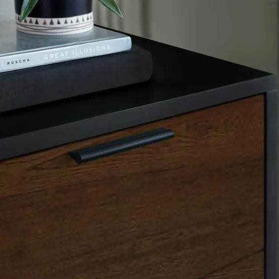 Alba 2 Drawer Bedside - Walnut/Black