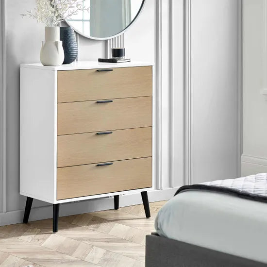 Alba 4 Drawer Wide Chest - White/Oak