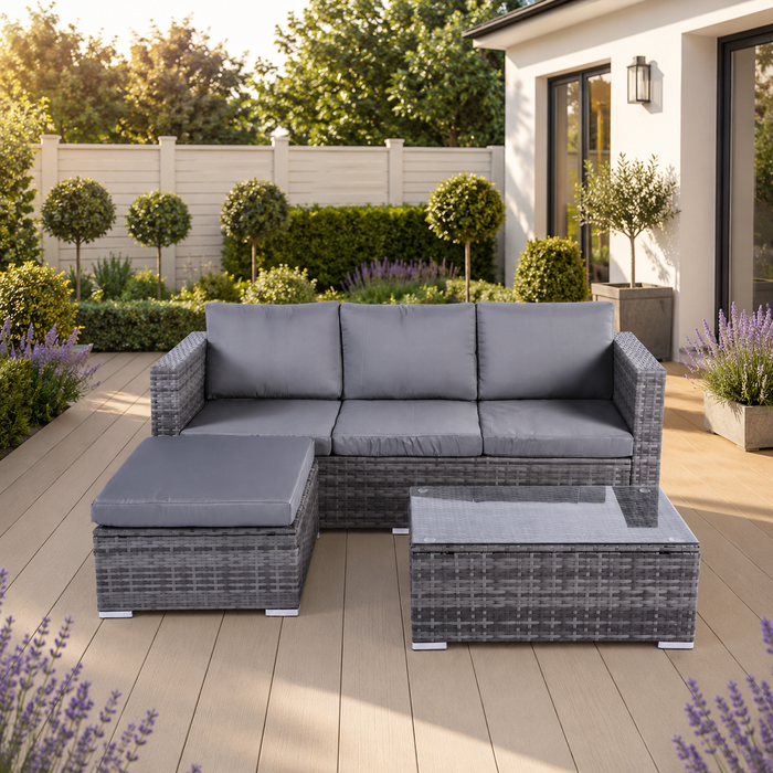 Dove 4 Seat Rattan Sofa Set with Coffee Table - Grey