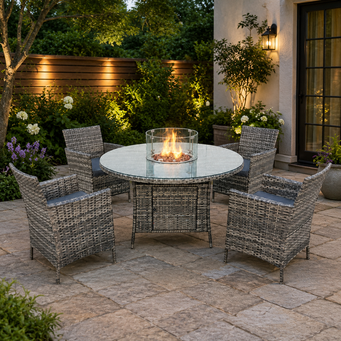 Goldfinch Round 4 Seater Dining Set with Firepit