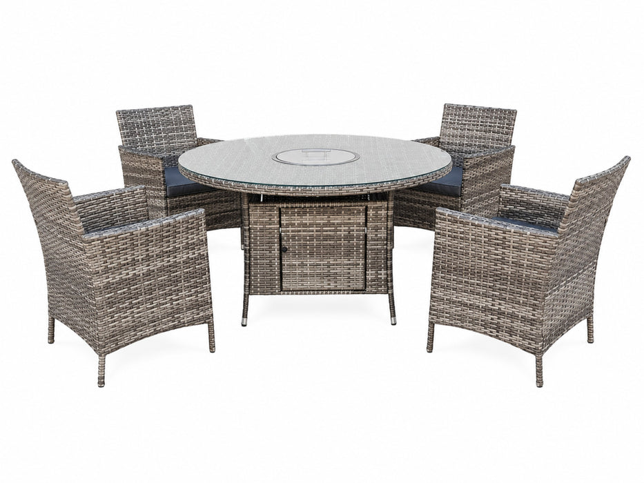 Goldfinch Round 4 Seater Dining Set with Firepit