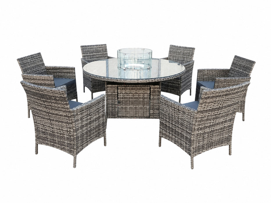 Goldfinch Round 6 Seater Dining Set with Firepit