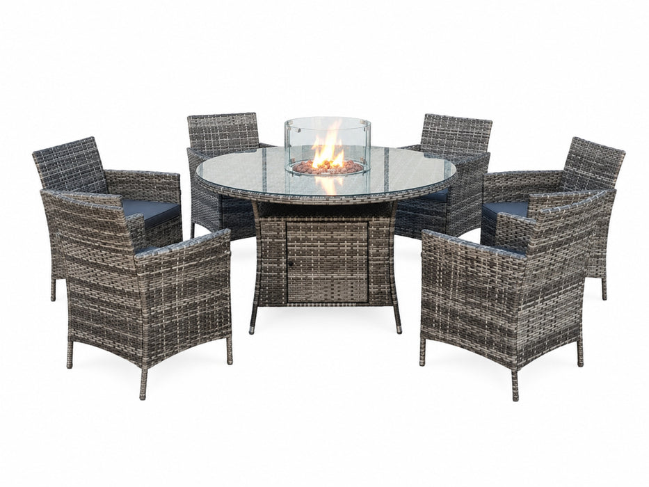Goldfinch Round 6 Seater Dining Set with Firepit