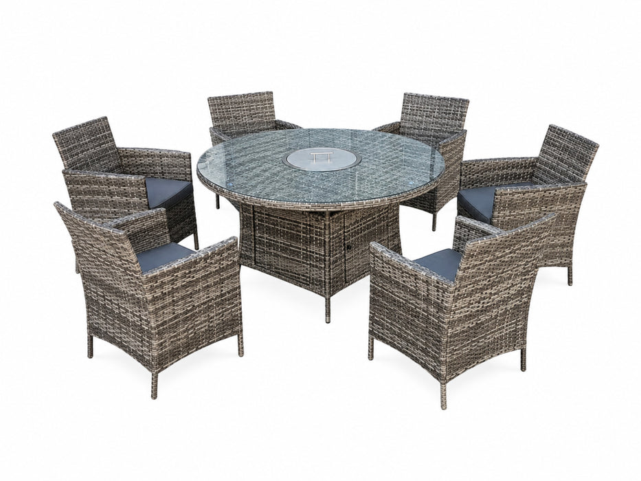 Goldfinch Round 6 Seater Dining Set with Firepit