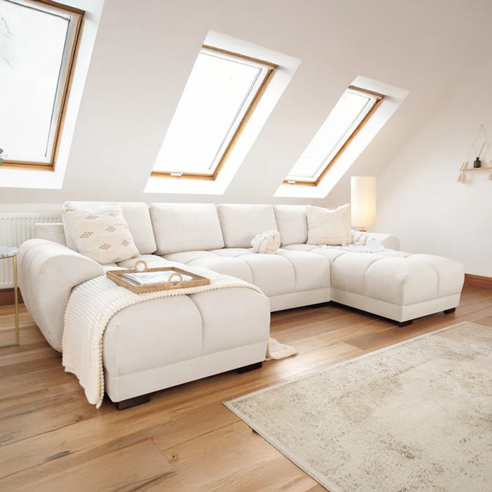 Zura U-Shape Sofa - Plush Velvet Cream