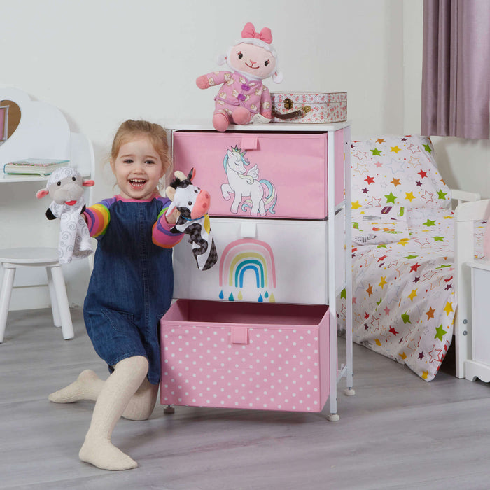 Unicorn 3 Drawer Kids Storage Chest