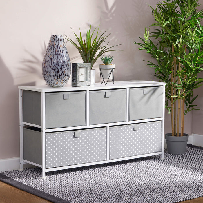 Grey Five Drawer Storage Chest