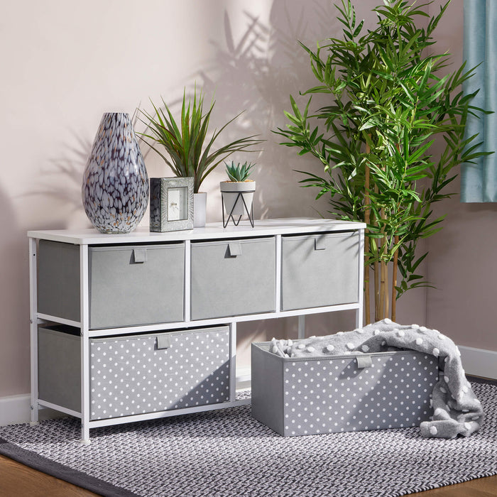 Grey Five Drawer Storage Chest