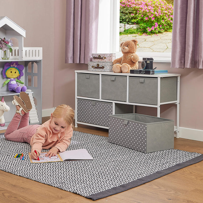 Grey Five Drawer Storage Chest