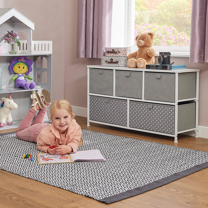 Grey Five Drawer Storage Chest