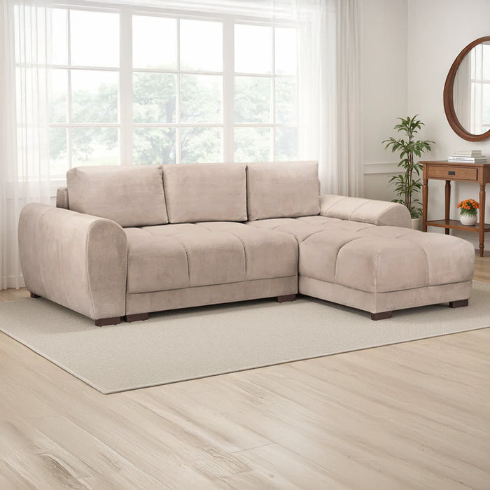Zura Universal Corner Sofa Bed - Plush Velvet Brown Sugar