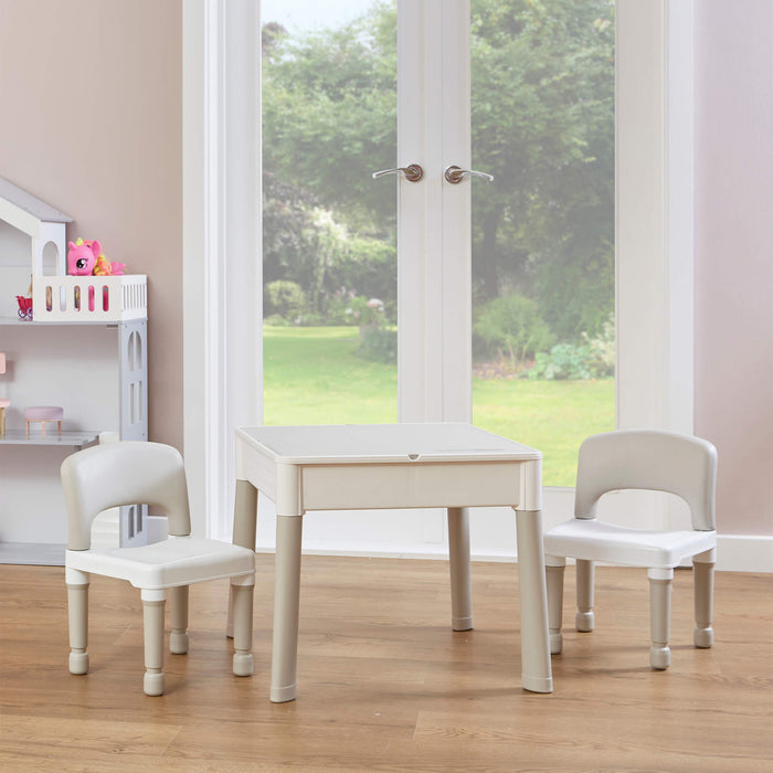 Kids 5-in-1 Grey Activity Table and Two Chairs Set