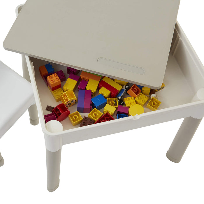 Kids 5-in-1 Grey Activity Table and Two Chairs Set