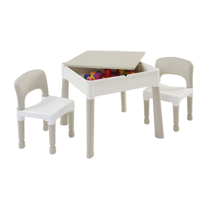 Kids 5-in-1 Grey Activity Table and Two Chairs Set