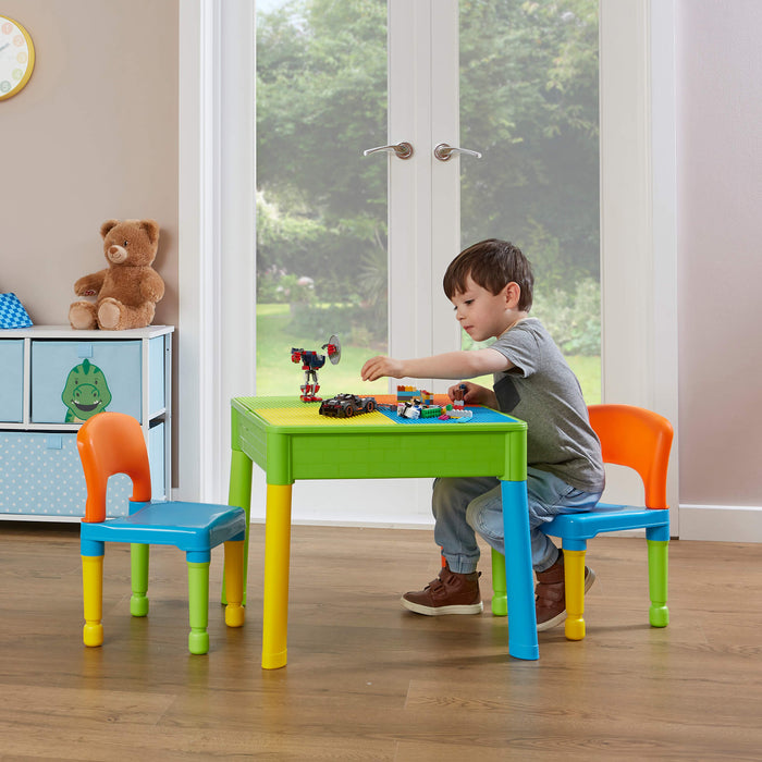 Kids 5-in-1 Multicoloured Activity Table and Two Chairs Set