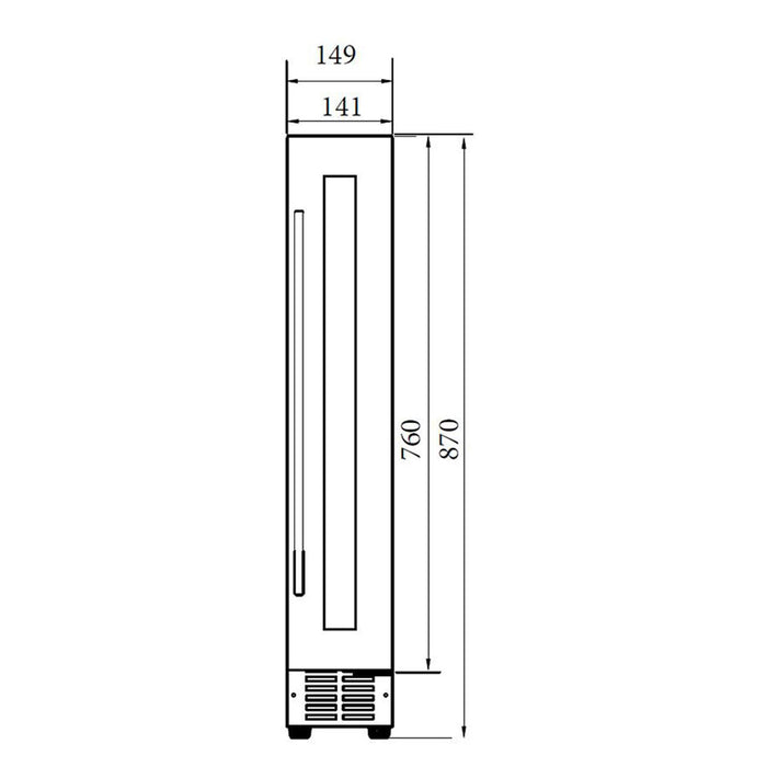 WC15SS - 15cm Stainless Steel Under Counter LED 7 Bottle Wine Cooler