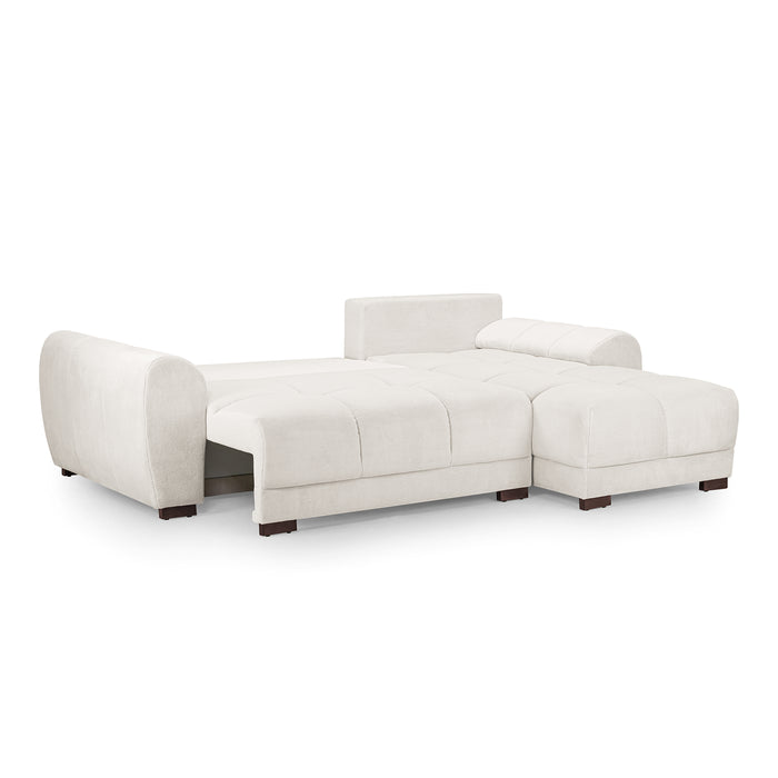 Zura Universal Corner Sofa Bed - Plush Velvet Cream