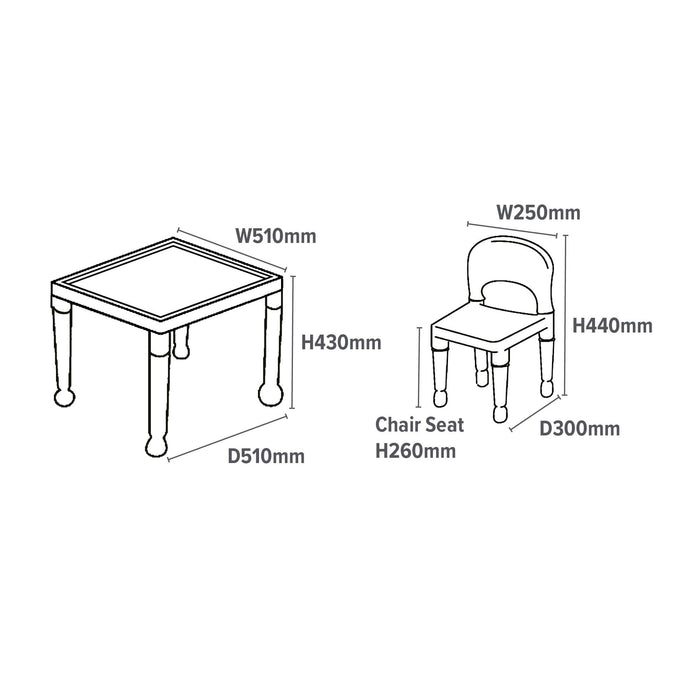 Kids Plastic Table and Two Chairs Set - White