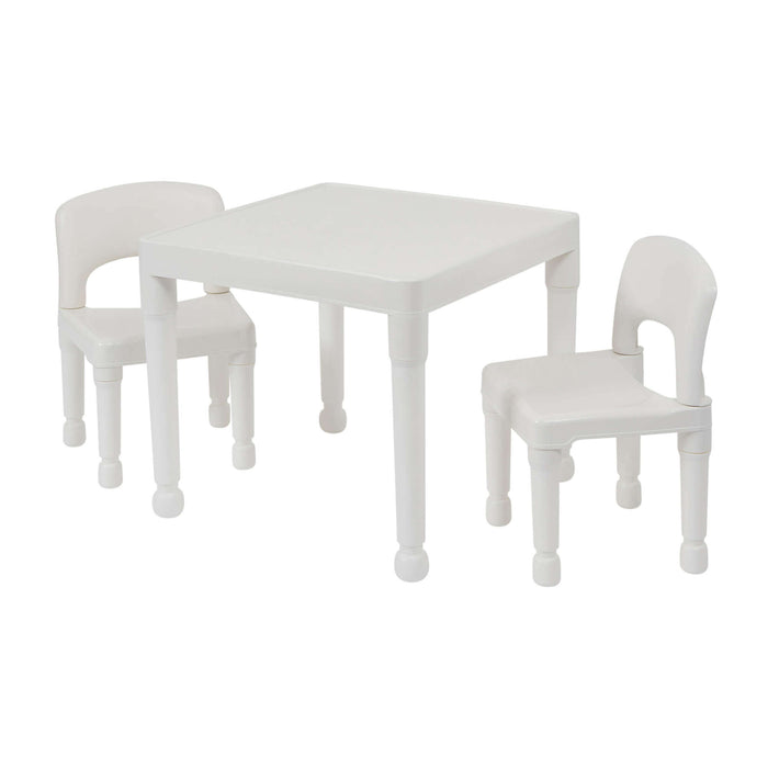 Kids Plastic Table and Two Chairs Set - White