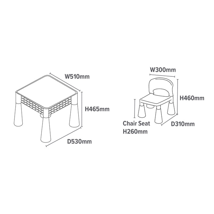 Kids 5-in-1 Activity Table and Two Chairs Set - Green & Orange