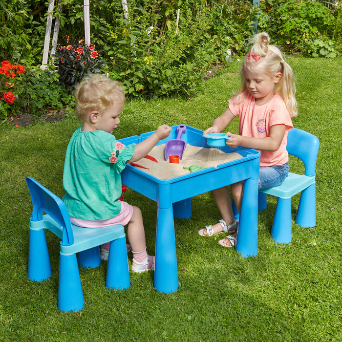 Kids 5-in-1 Activity Table and Two Chairs Set - Blue