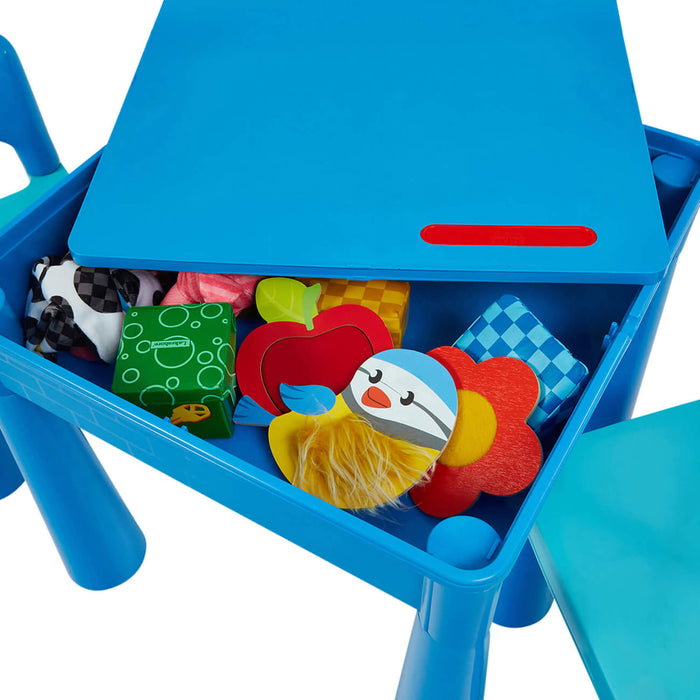 Kids 5-in-1 Activity Table and Two Chairs Set - Blue