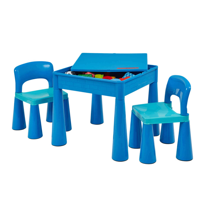 Kids 5-in-1 Activity Table and Two Chairs Set - Blue
