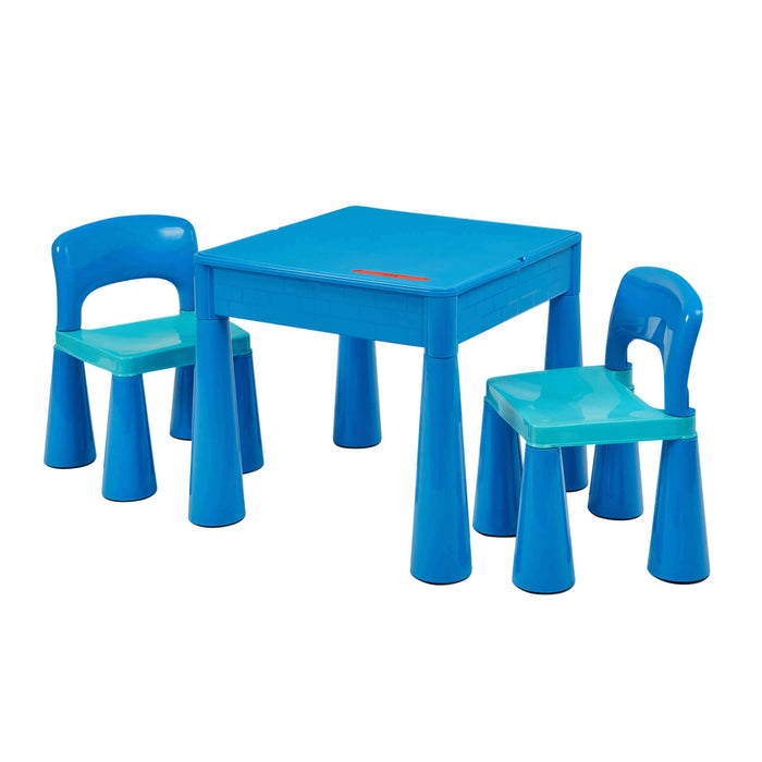 Kids 5-in-1 Activity Table and Two Chairs Set - Blue
