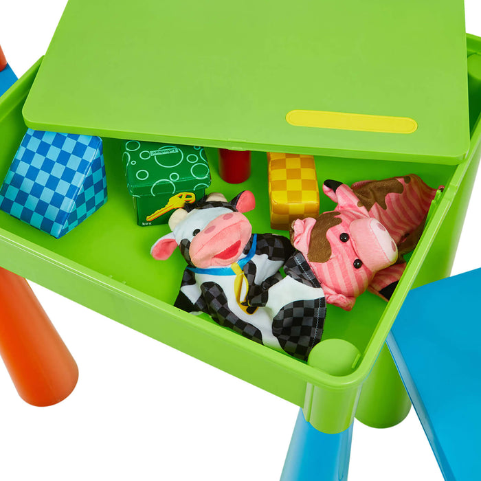 Kids 5-in-1 Activity Table and Two Chairs Set - Multicoloured