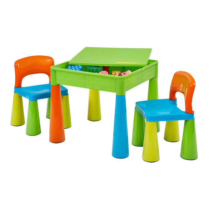 Kids 5-in-1 Activity Table and Two Chairs Set - Multicoloured